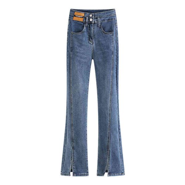 women's pants & capris in spring of 2022, the style split slightly flared jeans for women's tight high waist and slim floor length, Black;white
women's pants & capris in spring of 2022, the style split slightly flared jeans for women's tight high waist and slim floor length, Black;white