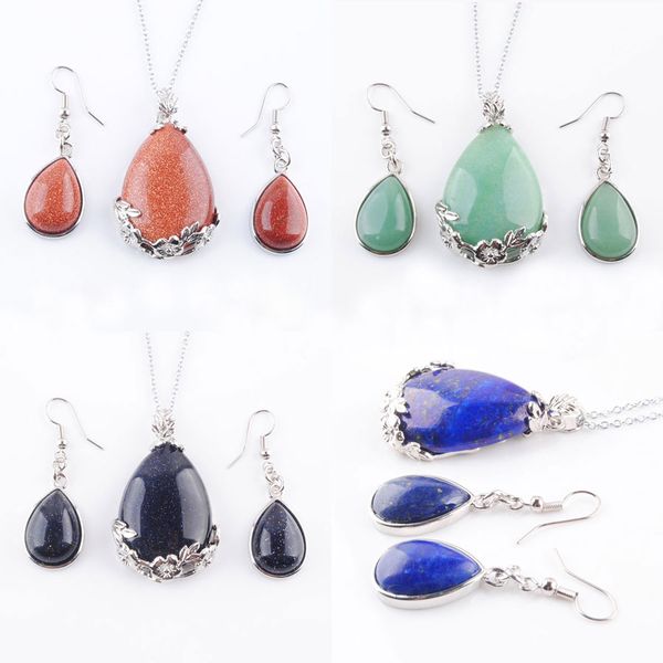 natural gemstone earrings necklace jewelry set for women jewelry pendant teardrop shape stone beads tigers eye aventurine golden sand chain, Silver
natural gemstone earrings necklace jewelry set for women jewelry pendant teardrop shape stone beads tigers eye aventurine golden sand chain, Silver