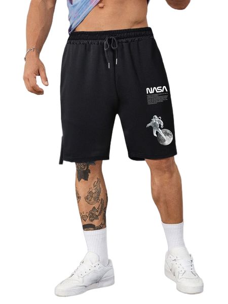 extended sizes men slogan & astronaut print drawstring waist shorts i3fh#, White;black
extended sizes men slogan & astronaut print drawstring waist shorts i3fh#, White;black
