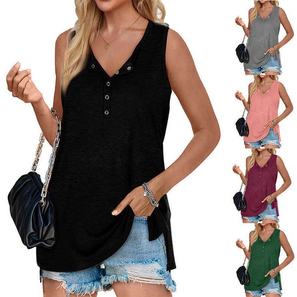 2022 summer new women's split vest loose v-neck sleeveless shirt casual t-shirt, White
2022 summer new women's split vest loose v-neck sleeveless shirt casual t-shirt, White