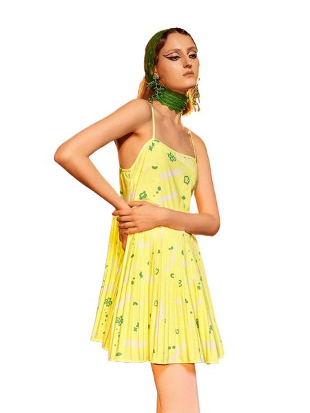 x janie hao graphic print pleated hem cami dress 46xw#, Black;gray
x janie hao graphic print pleated hem cami dress 46xw#, Black;gray