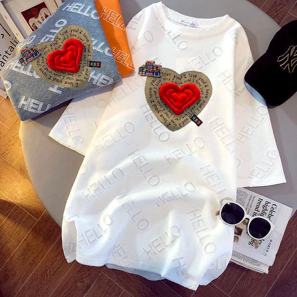 summer t shirt for women korean fashion letter print mid length loose short sleeved tshirt designer clothes women luxury 0621, White
summer t shirt for women korean fashion letter print mid length loose short sleeved tshirt designer clothes women luxury 0621, White