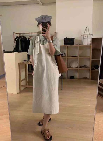 women's two piece pants summer south korea dongdamen casual five sleeve shirt medium long suspender dress set 7ddu, White
women's two piece pants summer south korea dongdamen casual five sleeve shirt medium long suspender dress set 7ddu, White