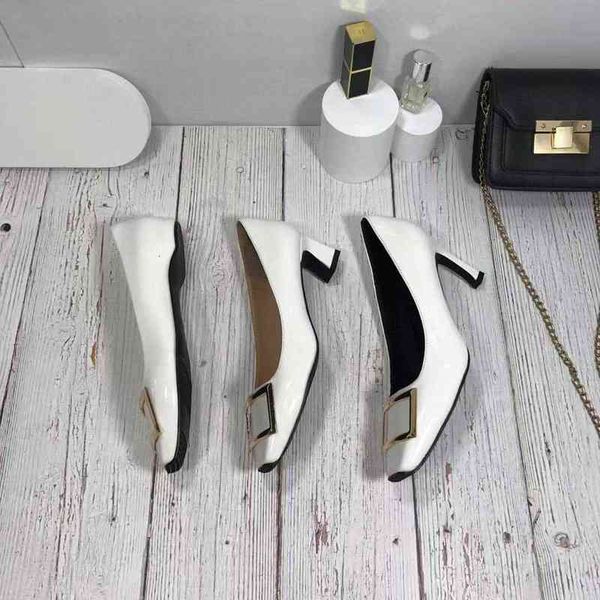 rv spring and summer shallow mouth single shoes metal square buckle cow patent leather women's head thick heel thin, Black
rv spring and summer shallow mouth single shoes metal square buckle cow patent leather women's head thick heel thin, Black