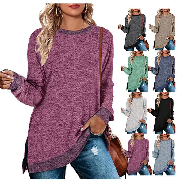 fashion simple women's fall long sleeve side split loose casual pullover tunic solid thin pullover crew neck sweatshirts, White
fashion simple women's fall long sleeve side split loose casual pullover tunic solid thin pullover crew neck sweatshirts, White