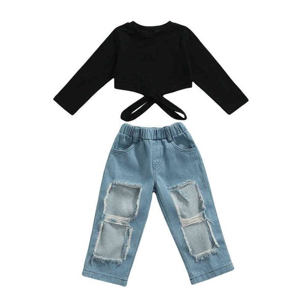 citgeett summer kids girls suit set solid color long sleeves hollow out at ripped jeans denim pants spring fall suit 2-7years j220711, White
citgeett summer kids girls suit set solid color long sleeves hollow out at ripped jeans denim pants spring fall suit 2-7years j220711, White