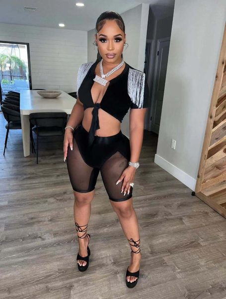 women's tracksuits europe and america v-neck short sleeve stitching tassel high waist slim shorts club party fashion women suitwome, Gray
women's tracksuits europe and america v-neck short sleeve stitching tassel high waist slim shorts club party fashion women suitwome, Gray