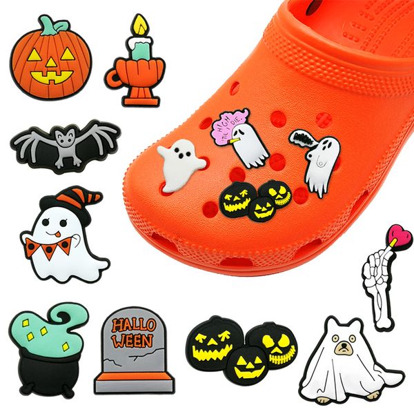 moq 100pcs halloween style pumpkin ghost pattern croc charms 2d soft rubber shoe accessories cartoon shoes buckles shoe charm ornament fit k, White;pink 
moq 100pcs halloween style pumpkin ghost pattern croc charms 2d soft rubber shoe accessories cartoon shoes buckles shoe charm ornament fit k, White;pink