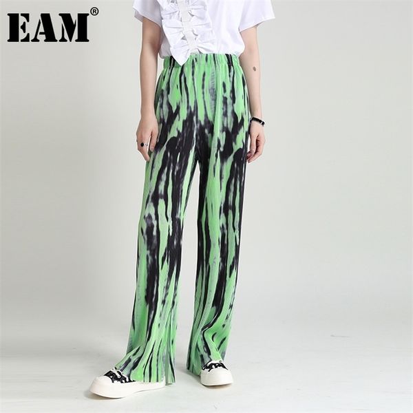 high elastic waist green pleated long wide leg trousers loose fit pant fashion spring summer 1dd8679 210512, Black;white
high elastic waist green pleated long wide leg trousers loose fit pant fashion spring summer 1dd8679 210512, Black;white
