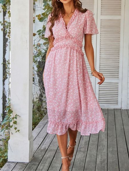 allover floral print frill trim butterfly sleeve ruffle hem dress u1fn#, Black;gray
allover floral print frill trim butterfly sleeve ruffle hem dress u1fn#, Black;gray