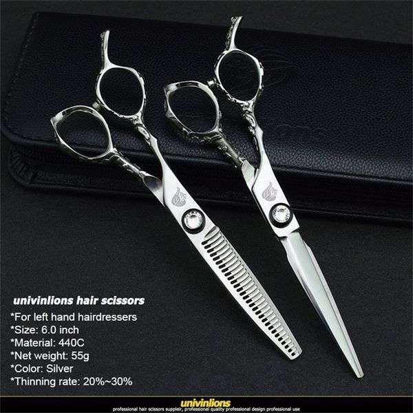 univinlions 6" left handed hairdressing scissors hand hair for salon barber cutting y thinning shears 220317
univinlions 6" left handed hairdressing scissors hand hair for salon barber cutting y thinning shears 220317