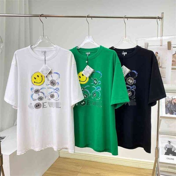 women's t-shirt loe ~ 22 summer smiling face heavy industry drill graffiti printing round neck short sleeve loose casual t-shirt for me, White
women's t-shirt loe ~ 22 summer smiling face heavy industry drill graffiti printing round neck short sleeve loose casual t-shirt for me, White