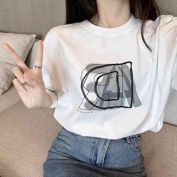 korean spring summer 2022 new double embroidered letter printed t-shirt loose casual top, White
korean spring summer 2022 new double embroidered letter printed t-shirt loose casual top, White