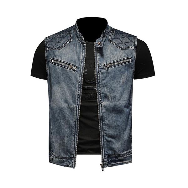 men's vests men's biker jean vest zippers stand collar cotton denim waistcoat plus size sleeveless tank top, Black;white
men's vests men's biker jean vest zippers stand collar cotton denim waistcoat plus size sleeveless tank top, Black;white