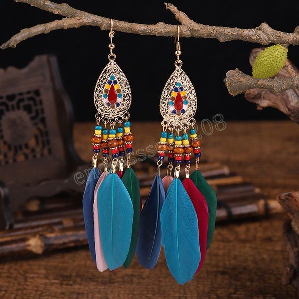 bohemian feather dangle earrings for women handmade wooden beads gold color geometric hollow wedding earrings pendientes, Silver
bohemian feather dangle earrings for women handmade wooden beads gold color geometric hollow wedding earrings pendientes, Silver