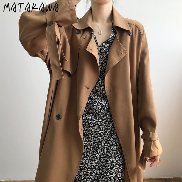 turndown collar womens windbreaker autumn korean lace up temperament loose long women trench coat 210506, Tan;black
turndown collar womens windbreaker autumn korean lace up temperament loose long women trench coat 210506, Tan;black