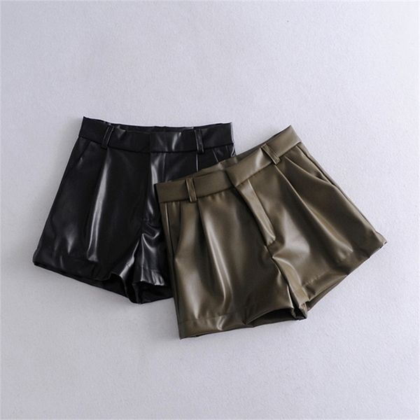 women's shorts vintage pleated pu leather shorts female high waist drapped pants spring summer chic office wear shorts 220419, White;black
women's shorts vintage pleated pu leather shorts female high waist drapped pants spring summer chic office wear shorts 220419, White;black