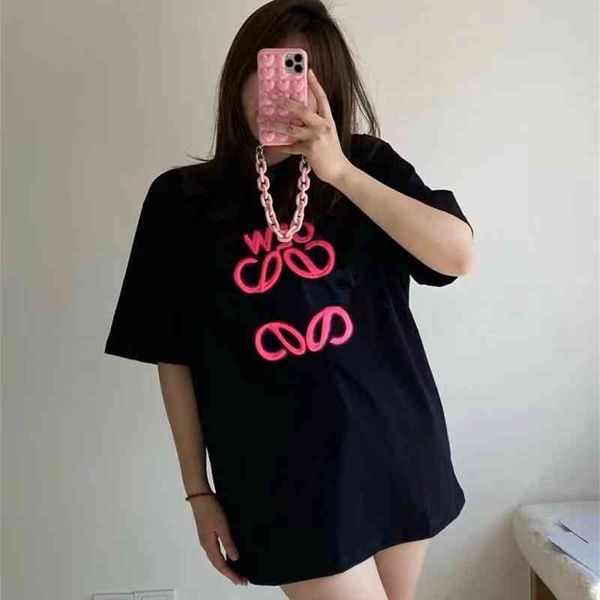 2022 spring summer new neon embroidery loe men's and women's fashion short sleeve large loose couple t-shirt, White
2022 spring summer new neon embroidery loe men's and women's fashion short sleeve large loose couple t-shirt, White