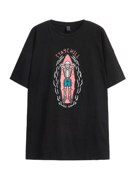x chapter eight slogan & skeleton print tee 926r#, White