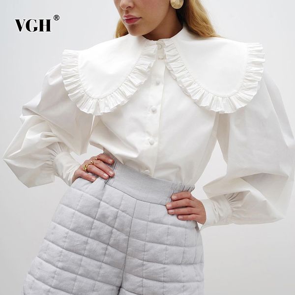 white casual shirts for women peter pan collar lantern long sleeve straight minimalist blouses female spring 210507
white casual shirts for women peter pan collar lantern long sleeve straight minimalist blouses female spring 210507