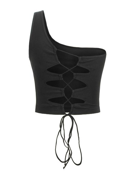 lace up back one shoulder w2kl#, White