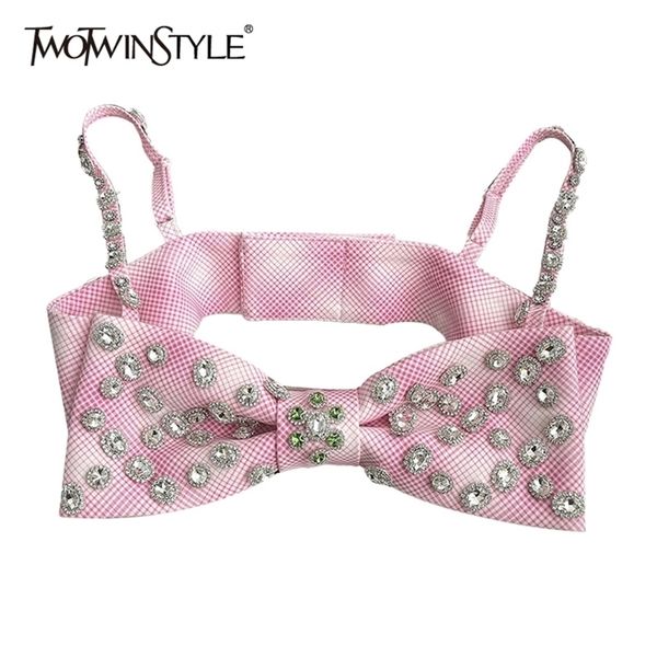 twotwinstyle plaid patchwork bowknot vests for women slash neck sleeveless diamonds hit color camis female summer style 220325, White
twotwinstyle plaid patchwork bowknot vests for women slash neck sleeveless diamonds hit color camis female summer style 220325, White
