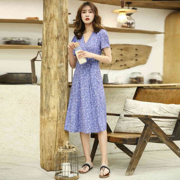 casual dresses french floral chiffon dress women's summer printed wrap skirt short sleeve medium length, Black;gray
casual dresses french floral chiffon dress women's summer printed wrap skirt short sleeve medium length, Black;gray