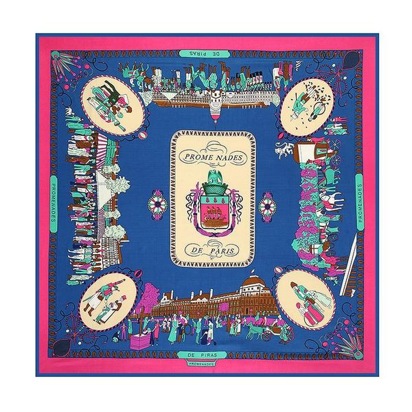 130cm silk scarf brand style women strolling around paris building printed silk square femal fashion shawls, Blue;gray
130cm silk scarf brand style women strolling around paris building printed silk square femal fashion shawls, Blue;gray