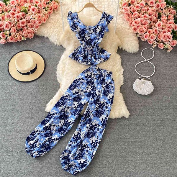 two piece dress holiday style suit summer v-neck flying sleeve ruffle short backless women's high waist lantern pants two-piece set o3r, White
two piece dress holiday style suit summer v-neck flying sleeve ruffle short backless women's high waist lantern pants two-piece set o3r, White