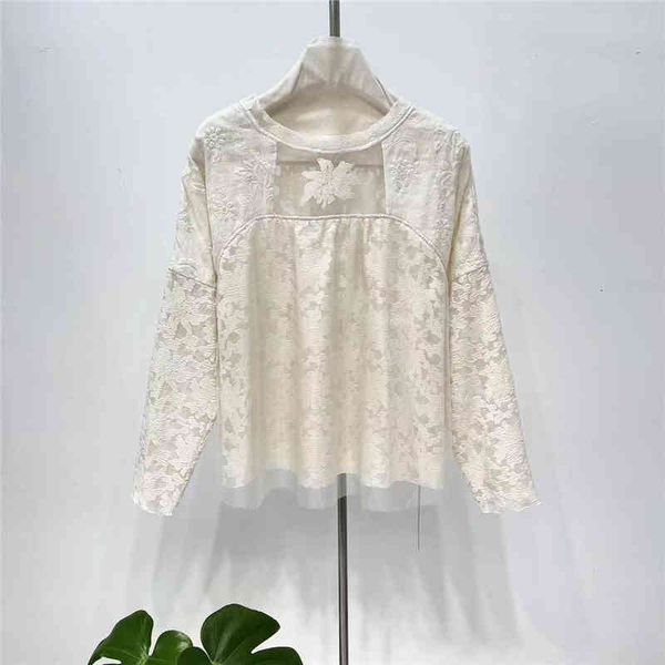 women's polos heavy industry embroidery organza silkworm round neck sweet doll versatile long sleeved women's shirt, White
women's polos heavy industry embroidery organza silkworm round neck sweet doll versatile long sleeved women's shirt, White
