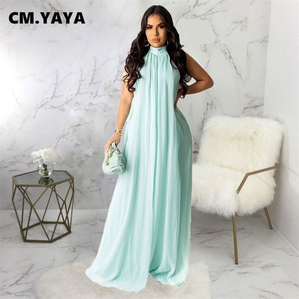 cm.yaya women long dress chiffon solid sleeveless halter backless zipper loose maxi dresses fashion vestidos summer outfits 220516, Black;gray
cm.yaya women long dress chiffon solid sleeveless halter backless zipper loose maxi dresses fashion vestidos summer outfits 220516, Black;gray