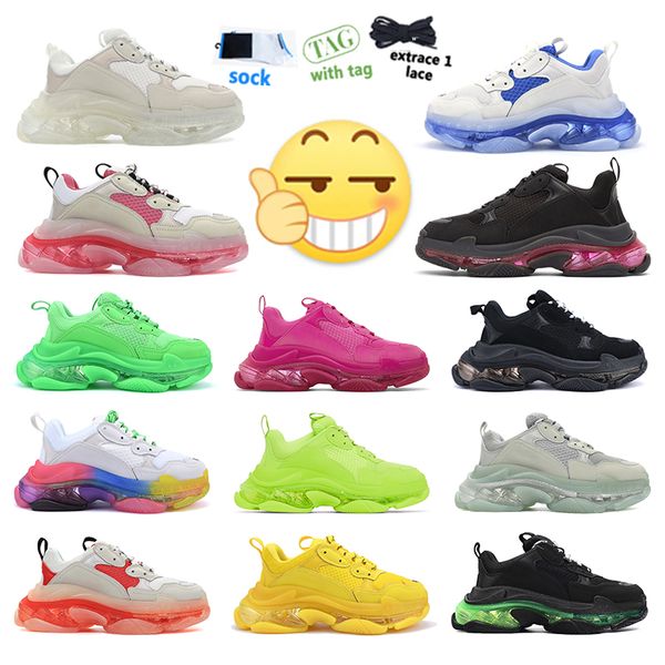 new design 2022 running shoes man and woman triple s clear sole white beige neon green pink red rainbow fluorescence
new design 2022 running shoes man and woman triple s clear sole white beige neon green pink red rainbow fluorescence