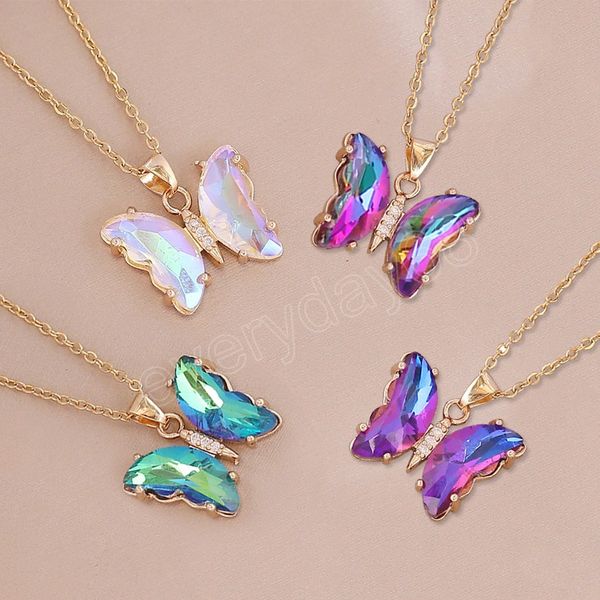 gradient butterfly necklace women sweet glass crystal butterfly pendant necklace personality clavicle chain jewelry, Silver
gradient butterfly necklace women sweet glass crystal butterfly pendant necklace personality clavicle chain jewelry, Silver
