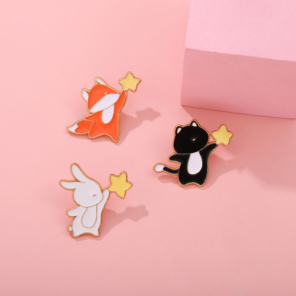 lovely animal enamel pin rabbit fox design sense star cartoon brooch metal badge jewelry bag lapel pin custom gift for friends, Gray
lovely animal enamel pin rabbit fox design sense star cartoon brooch metal badge jewelry bag lapel pin custom gift for friends, Gray