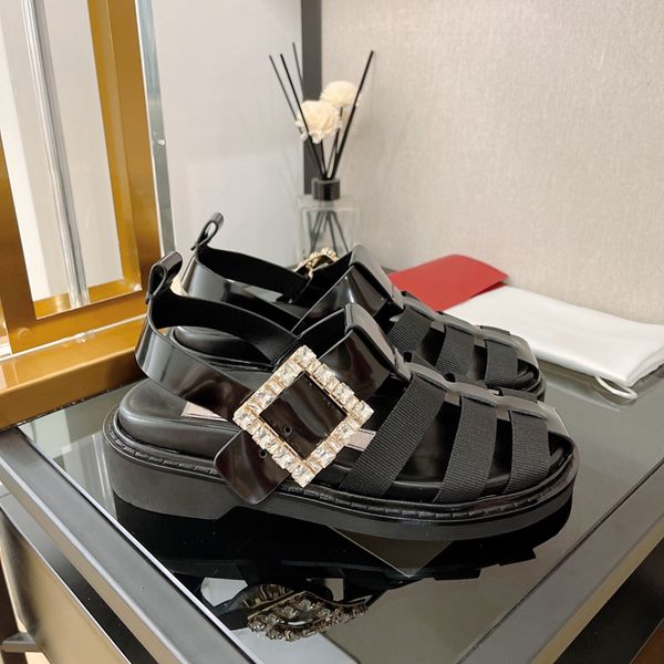 2022 casual designer summer lady women sandals with buckle crystal rhinestone genuine leather mujer sandalias flat shoes, Black
2022 casual designer summer lady women sandals with buckle crystal rhinestone genuine leather mujer sandalias flat shoes, Black