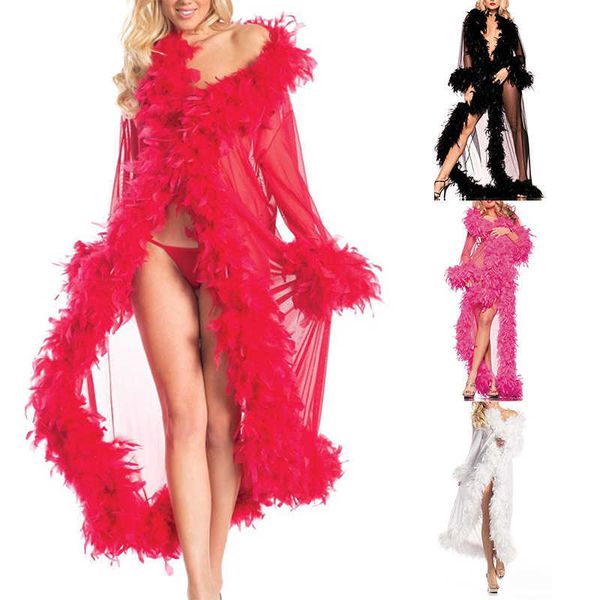 2022 women lingerie lace sheer mesh tulle perspective v neck layered ruffles maxi long bath robe gown sleepwear dress, Black
2022 women lingerie lace sheer mesh tulle perspective v neck layered ruffles maxi long bath robe gown sleepwear dress, Black