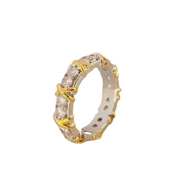 hn5s light luxury t home brass gold-plated x-type cross color separation fashion diamond ring couple personality men and women light luxury, Golden;silver
hn5s light luxury t home brass gold-plated x-type cross color separation fashion diamond ring couple personality men and women light luxury, Golden;silver