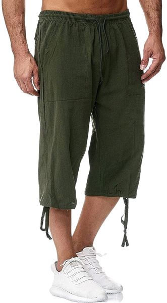 men's linen shorts below knee elastic waist drawstring summer capri pant with pockets z90n#, White;black
men's linen shorts below knee elastic waist drawstring summer capri pant with pockets z90n#, White;black