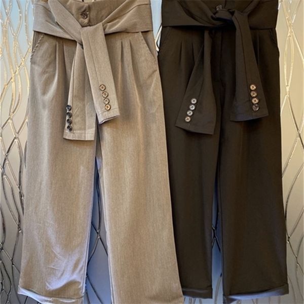 early spring new women's pants waist tied sleeves stitching decorations solid color allmatch long casual pants 402 t200422, Black;white
early spring new women's pants waist tied sleeves stitching decorations solid color allmatch long casual pants 402 t200422, Black;white