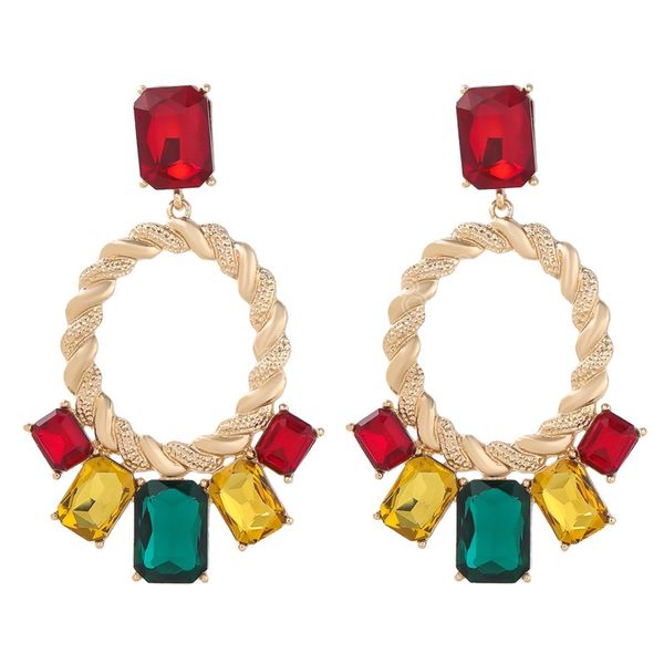 fashion metal glass geometric earrings exaggerated dangle earrings women's shiny luxury jewelry, Silver
fashion metal glass geometric earrings exaggerated dangle earrings women's shiny luxury jewelry, Silver