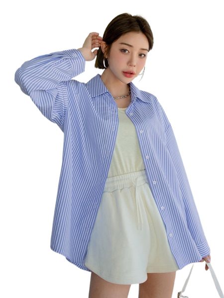 dazy vertical striped drop shoulder shirt h1mi#, White
dazy vertical striped drop shoulder shirt h1mi#, White