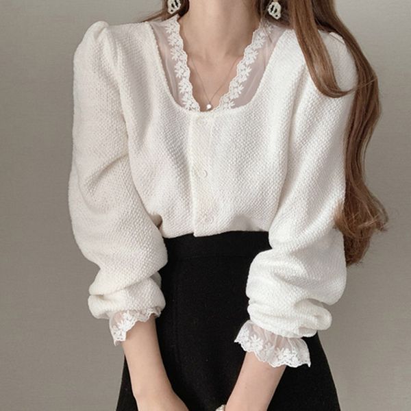 fashion lace crochet blusas mujer de moda vneck stitching loose puff sleeve blouses single breasted shirt 210506, White
fashion lace crochet blusas mujer de moda vneck stitching loose puff sleeve blouses single breasted shirt 210506, White