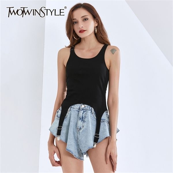 twotwinstyle slim black vest for women square collar sleeveless patchwork casual tank female fashion clothing 210325, White
twotwinstyle slim black vest for women square collar sleeveless patchwork casual tank female fashion clothing 210325, White