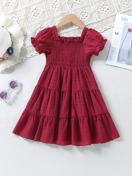 toddler girls puff sleeve shirred square neck ruffle hem dress she, Red;yellow
toddler girls puff sleeve shirred square neck ruffle hem dress she, Red;yellow