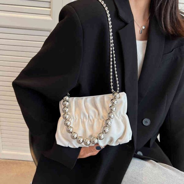 lady 2022 summer new skirt cloud bag pleated bright bead shoulder fashion chain portable diagonal designer bags
lady 2022 summer new skirt cloud bag pleated bright bead shoulder fashion chain portable diagonal designer bags