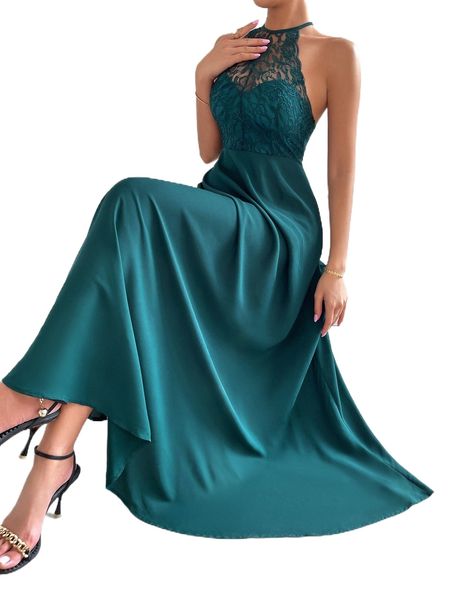 contrast lace tie backless a-line dress 748h#, Black;gray
contrast lace tie backless a-line dress 748h#, Black;gray