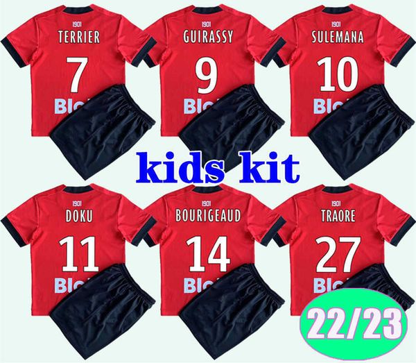 22 23 stade rennais traore bourigeaud kids kit soccer jerseys doku guirassy laborde terrier sulemana home away football shirts uniforms, Black
22 23 stade rennais traore bourigeaud kids kit soccer jerseys doku guirassy laborde terrier sulemana home away football shirts uniforms, Black