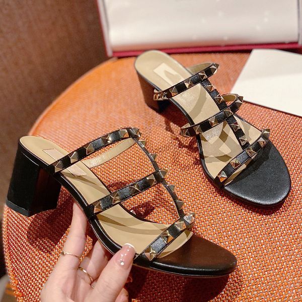 women studded sandals high heel slippers round toe open toe wedding party with box, Black
women studded sandals high heel slippers round toe open toe wedding party with box, Black