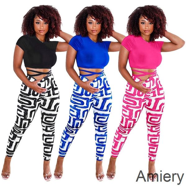 womens summer clothes tracksuits two piece set temperament bandage short sleeve sweet printing slim fitting pants 2 piece set, White
womens summer clothes tracksuits two piece set temperament bandage short sleeve sweet printing slim fitting pants 2 piece set, White