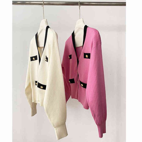women's knits tees delicate small fragrance gold button with color edge v-neck casual loose thin sweater cardigan jacket women's s, White
women's knits tees delicate small fragrance gold button with color edge v-neck casual loose thin sweater cardigan jacket women's s, White